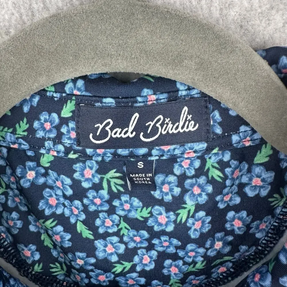 Bad Birdie Sleeveless Collared Shirt Size S Navy Floral Tennis Pickleball Golf - Picture 3 of 7